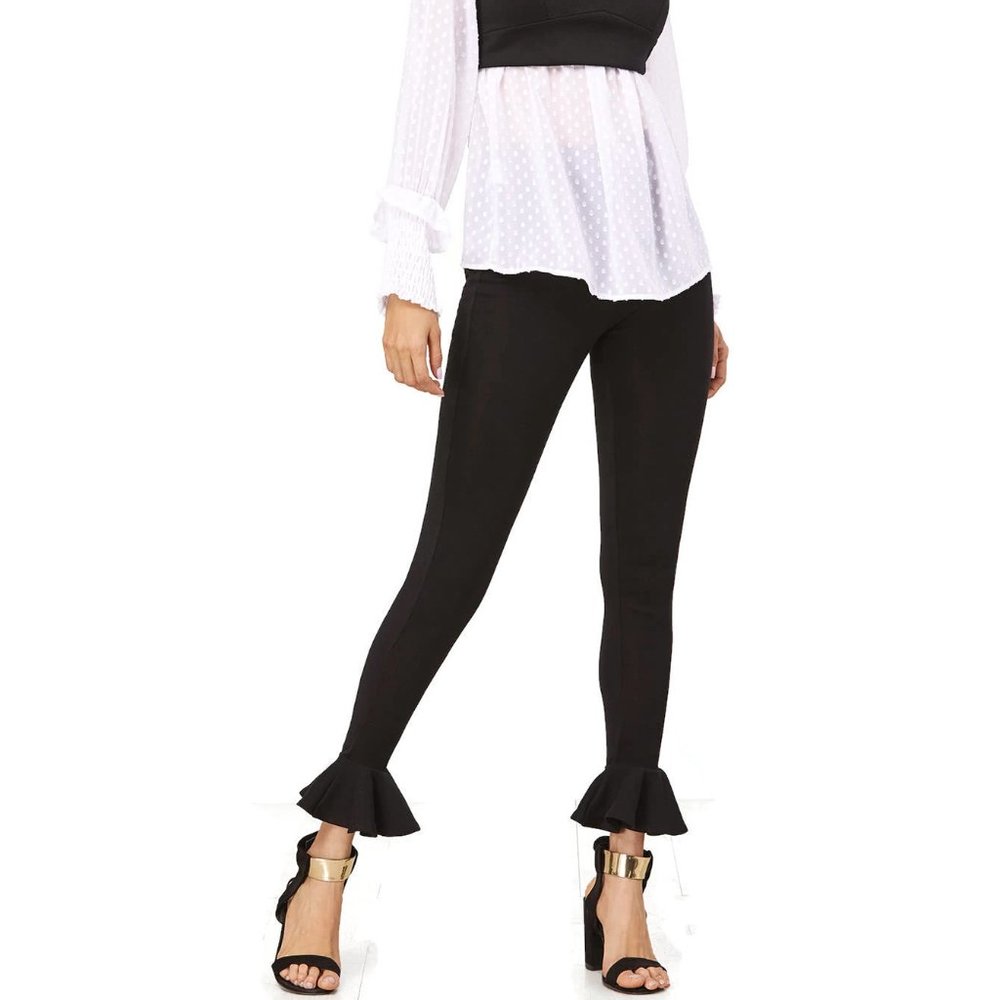 Ruffle Hem Leggings Black - Picture 3 of 4